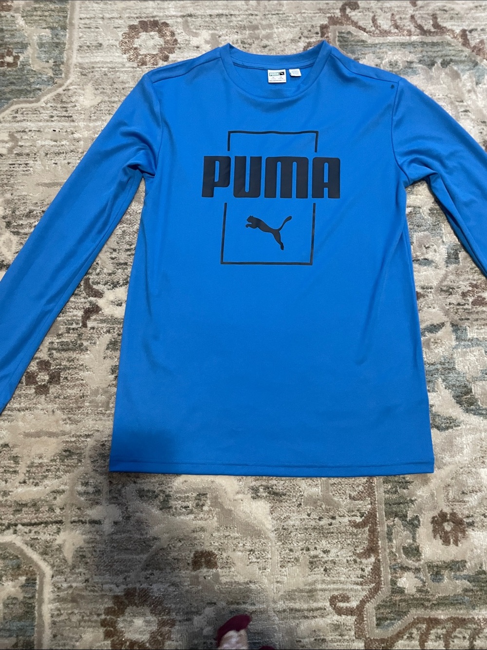 Puma Boys Long Sleeve Logo Tee - Bright Blue with Black Print. NEW 14/16
